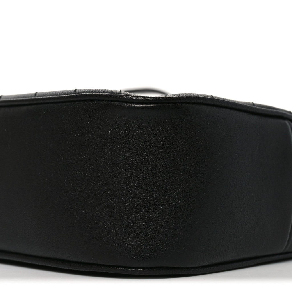 Sakai Be Green Calfskin Diagonal Stitched Small Blondie Shoulder Bag Black