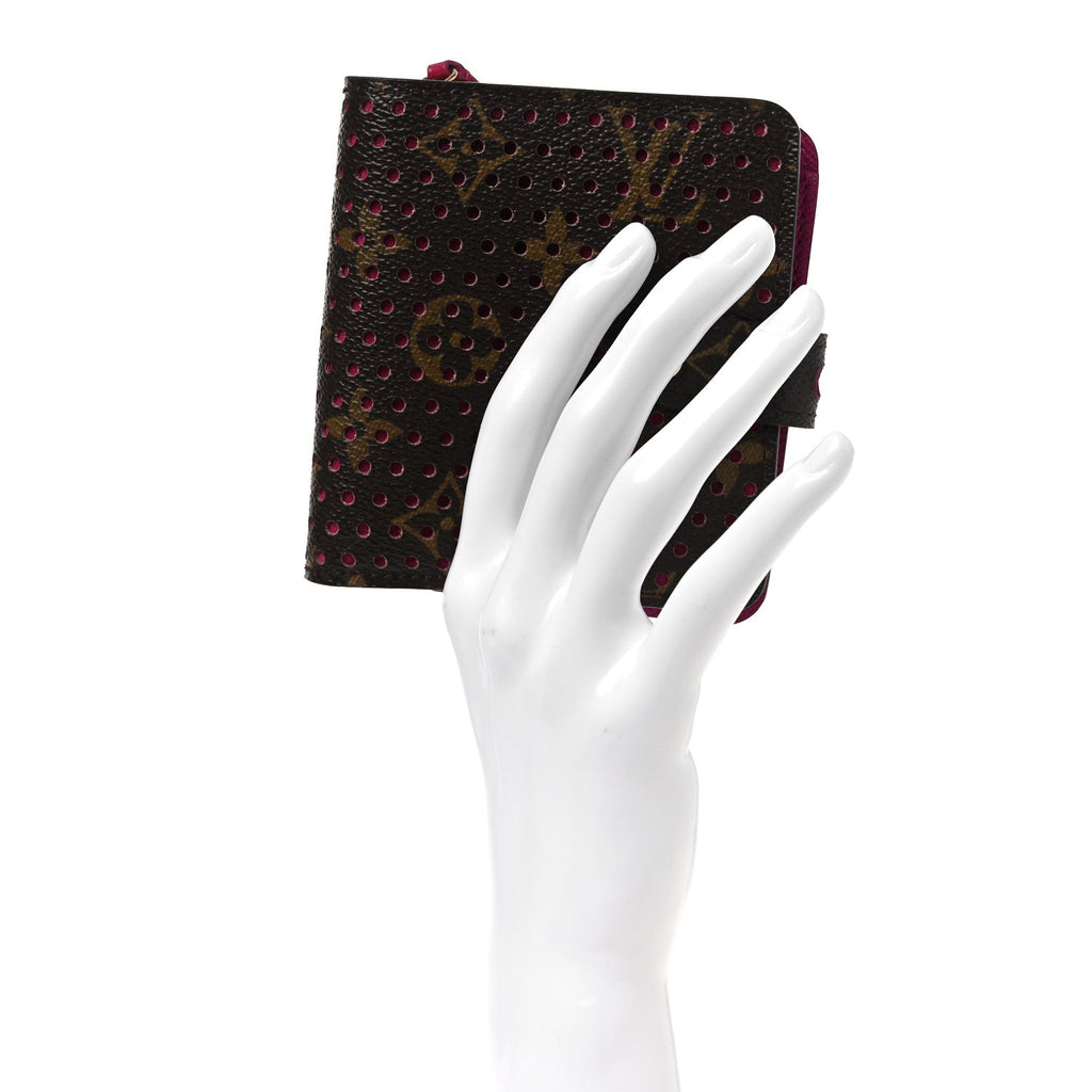 Monogram Perforated Compact Zipped Wallet Fuchsia