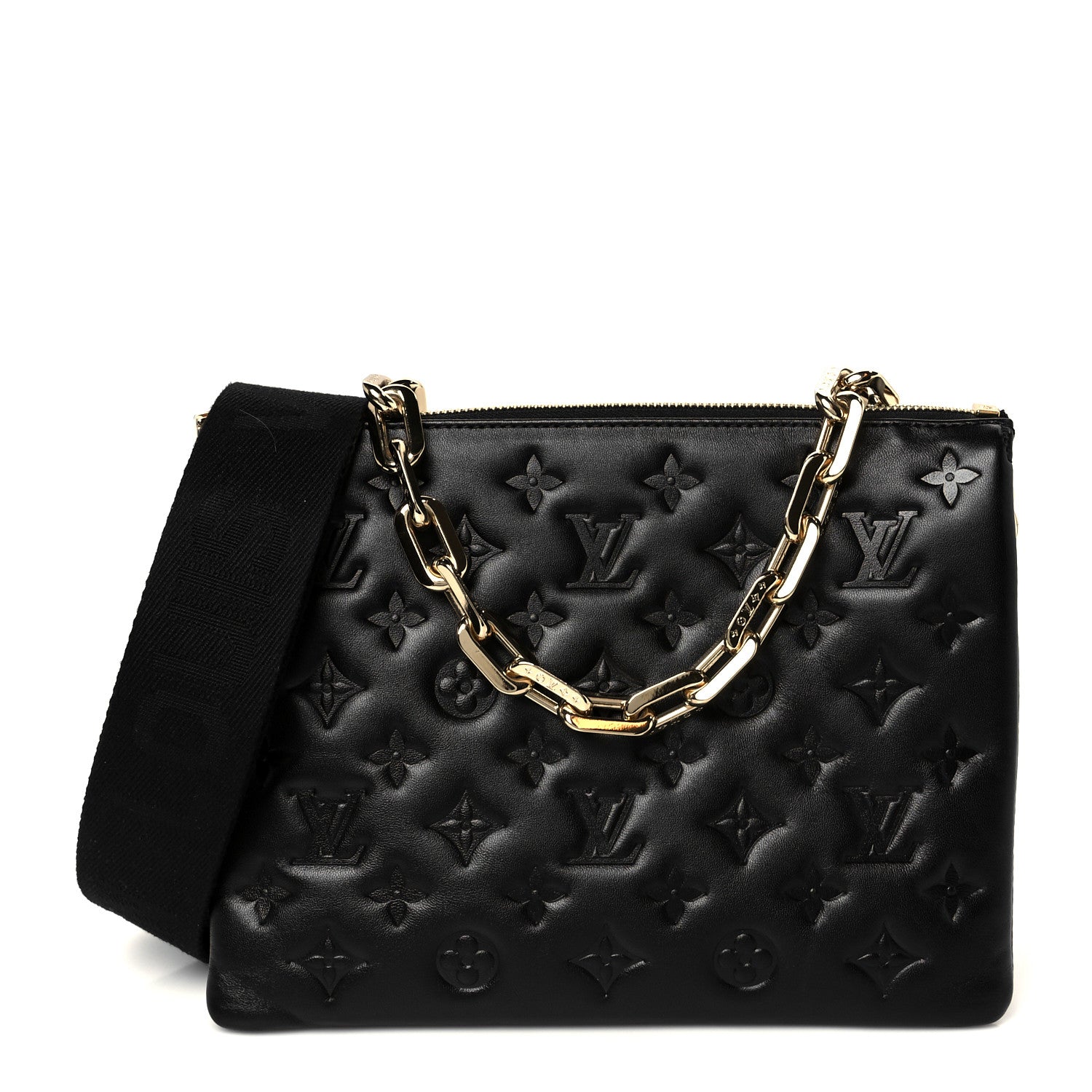 Lambskin Embossed Monogram Coussin PM Black