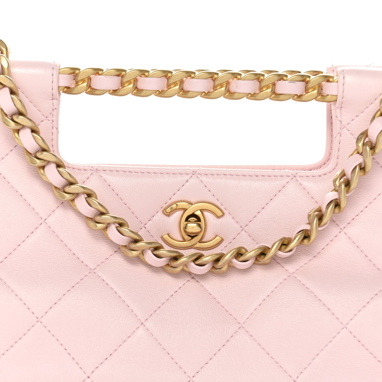 Shiny Lambskin Small Shopping Bag Light Pink
