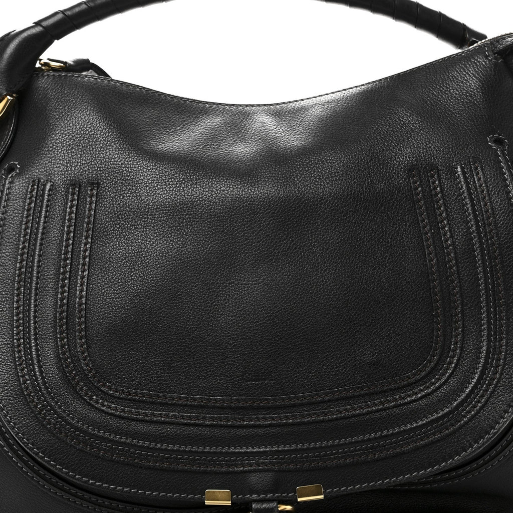 Calfskin Large Marcie Satchel Black