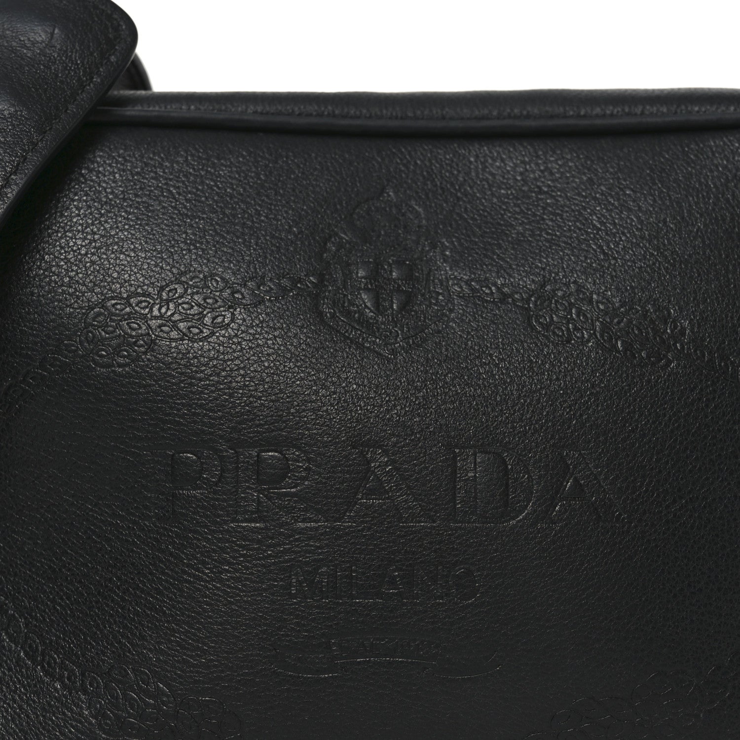 Glace Calfskin Embossed Logo Crossbody Black