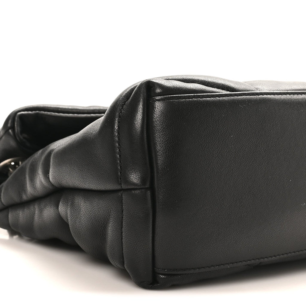 Lambskin Quilted Small Loulou Puffer Monogram Chain Satchel Black