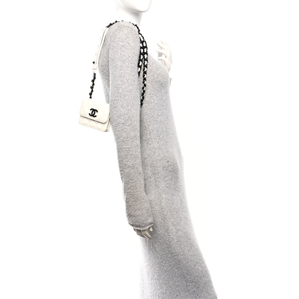 Caviar Quilted My Everything Belt Flap  Holder White