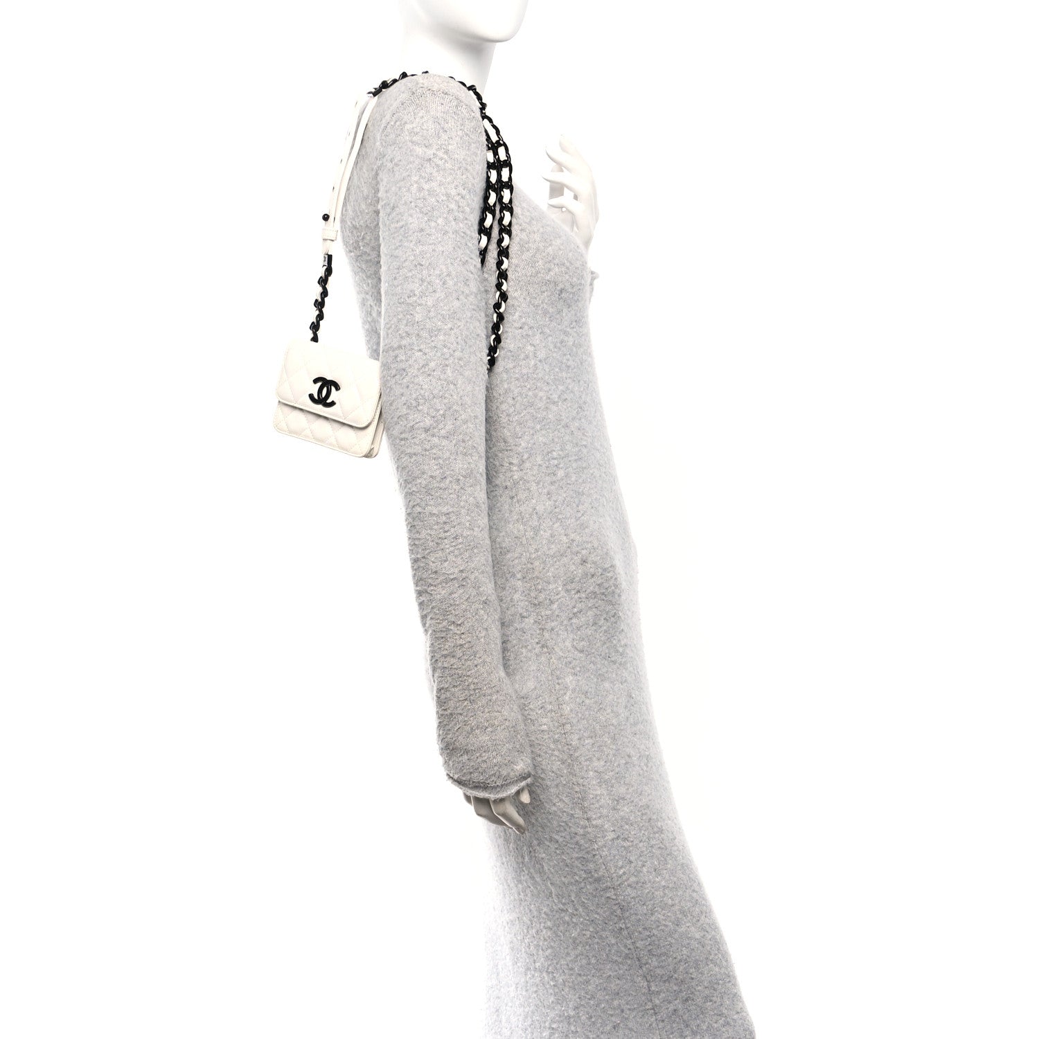 Caviar Quilted My Everything Belt Flap  Holder White
