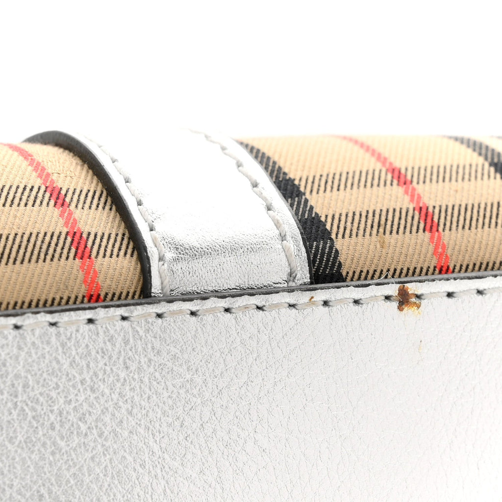 Metallic Calfskin 1983 Knight Check Link Zip Tote Silver