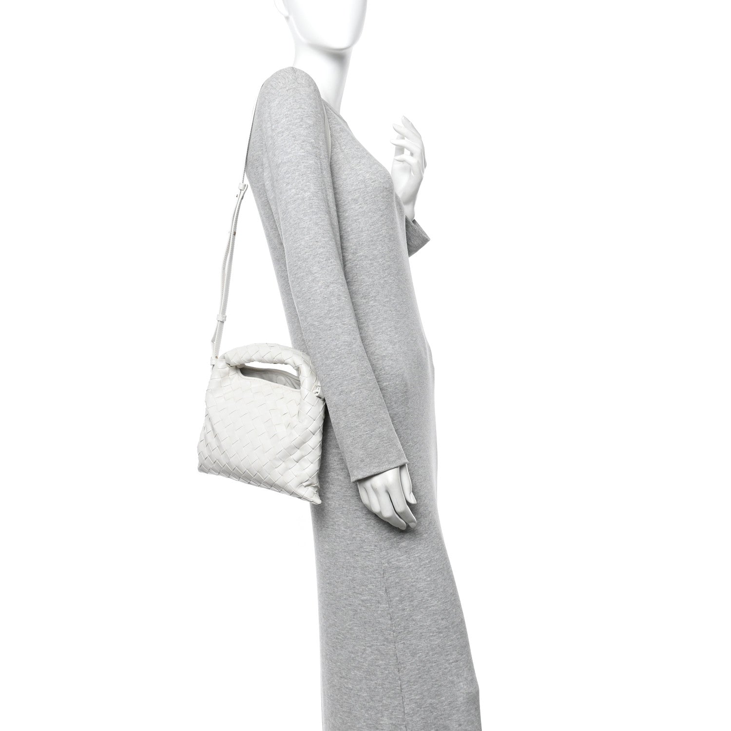 Calfskin Intrecciato Mini Hop White