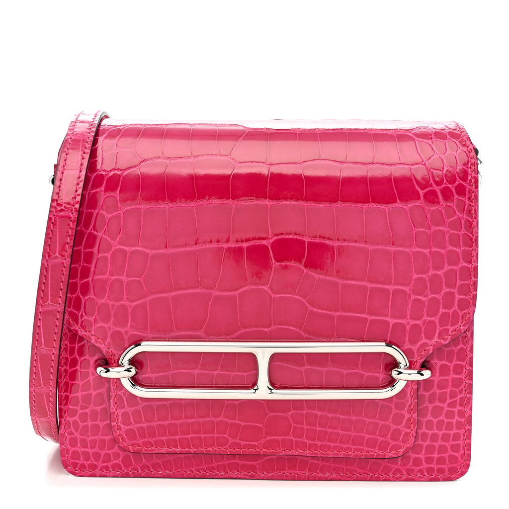 Shiny Alligator Mini Sac Roulis Rose Mexico