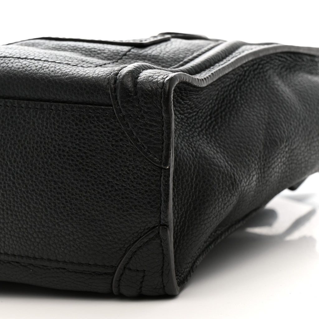 Drummed Calfskin Nano Luggage Black