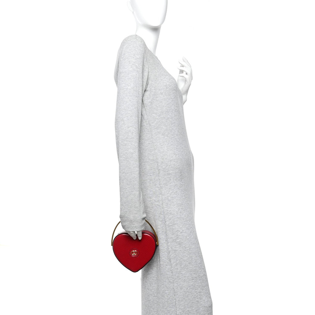 Snakeskin Broadway Mini Heart Top Handle Bag Rasberry Candy
