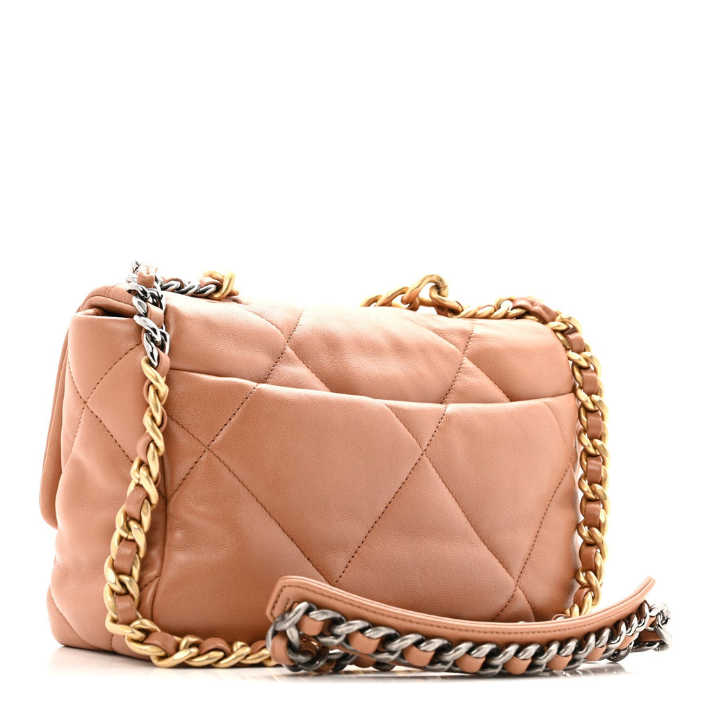 Lambskin Quilted Medium Chanel 19 Flap Brown