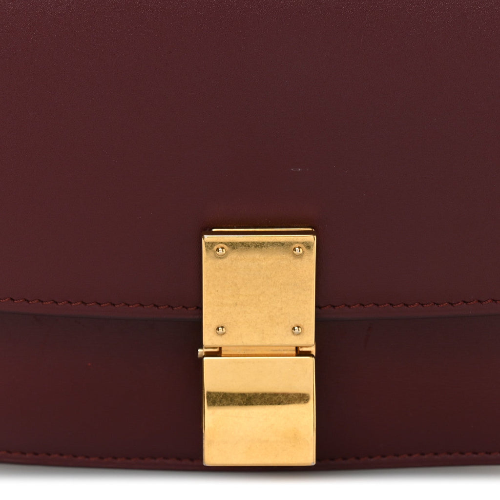 Box Calfskin Small Classic Box Flap Bag Burgundy