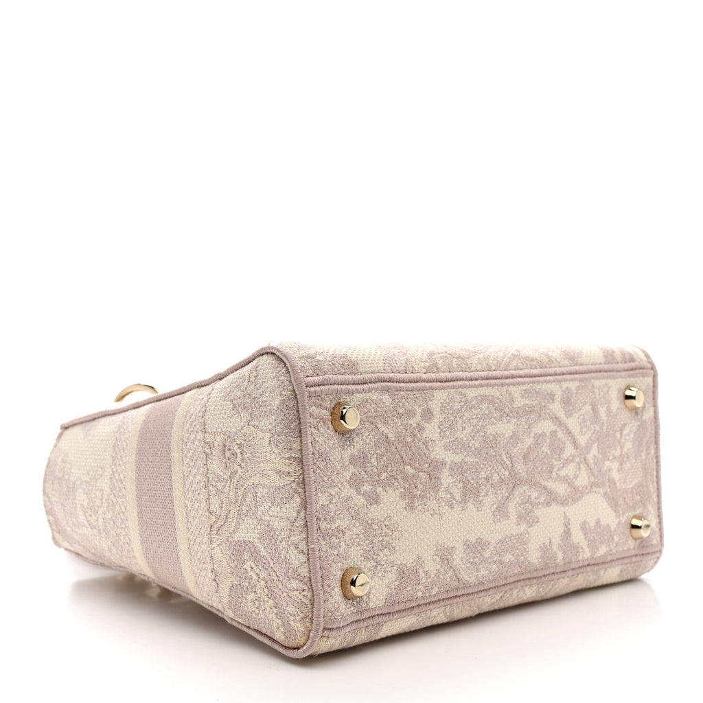 Canvas Toile De Jouy Reverse Embroidered Medium Lady D-Lite Rose