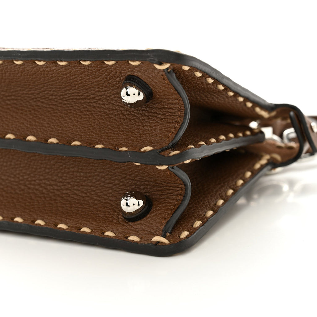 Cuoio Romano Raffia Woven Petite Peekaboo I SEE U Satchel Natural Gianduia
