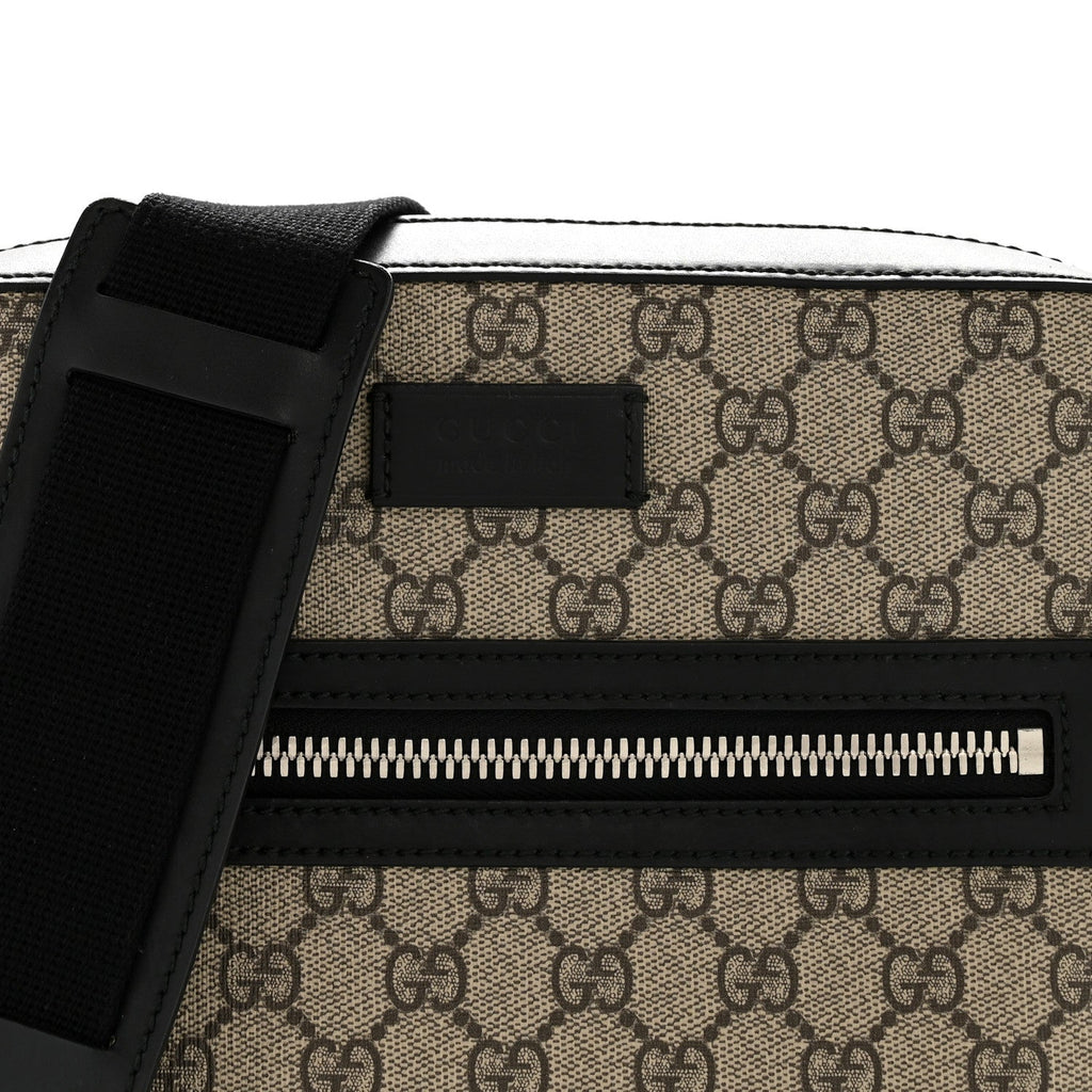 GG Supreme Monogram Flat Messenger Bag Beige Black New Acero