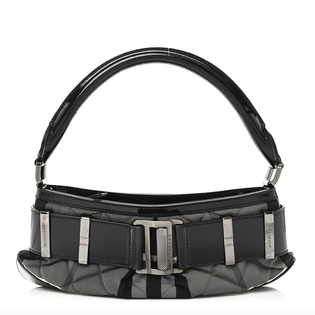 Patent Smoked Check Quilted Small Beaton Black