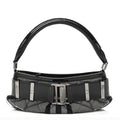 Patent Smoked Check Quilted Small Beaton Black