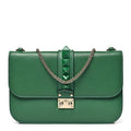 Vitello Medium Glam Lock Rockstud Flap Pop Green
