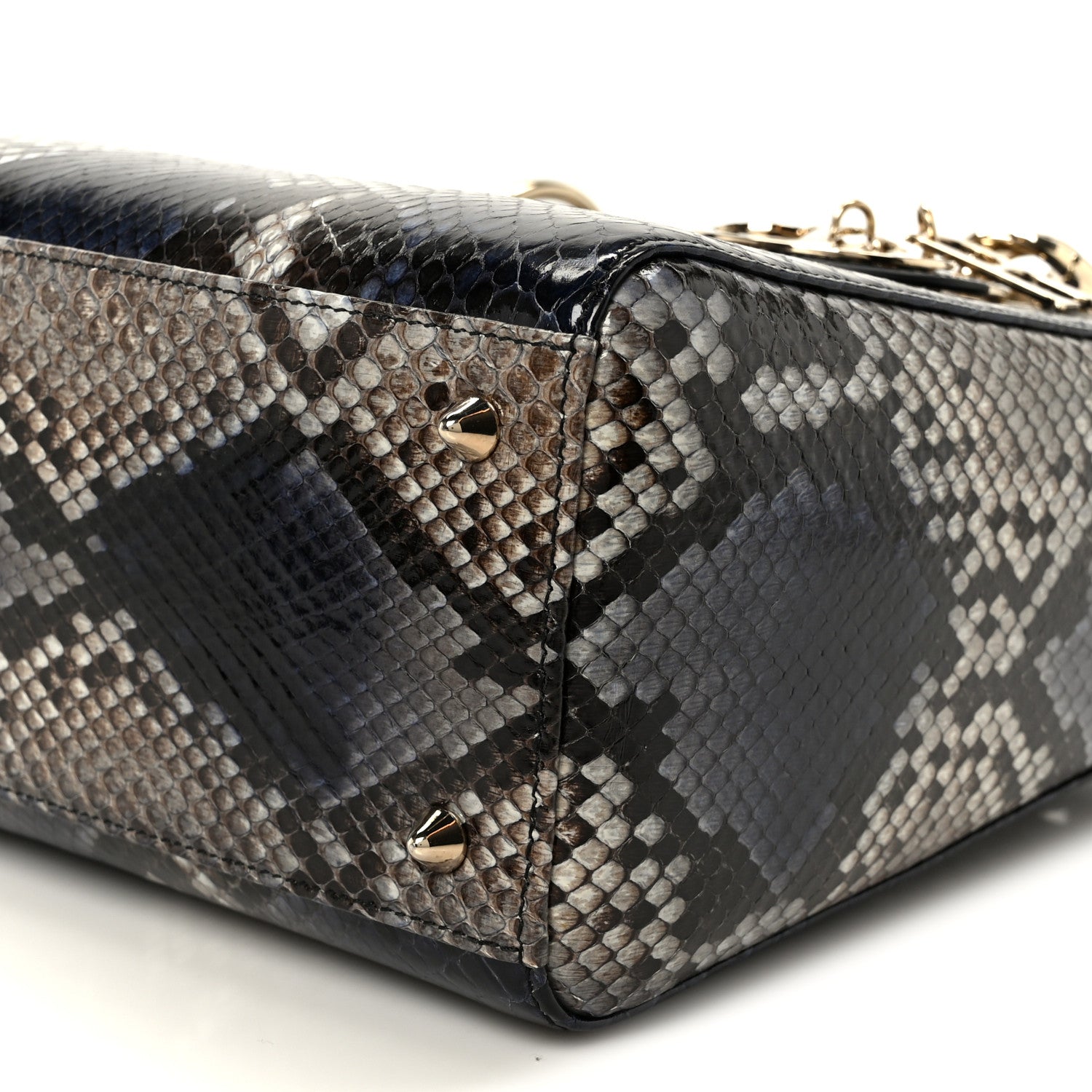 Snakeskin Small Lady Dior Bleu Multicolor