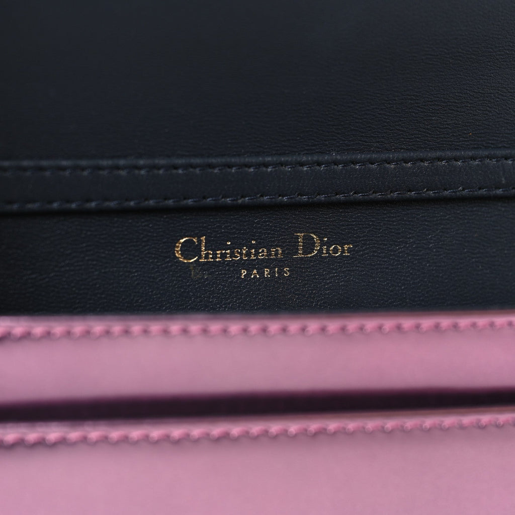 Metallic Patent Micro-Cannage Diorama Wallet on Chain Pouch Pink