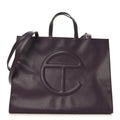 Vegan Leather Large Shopping Bag Eggplant