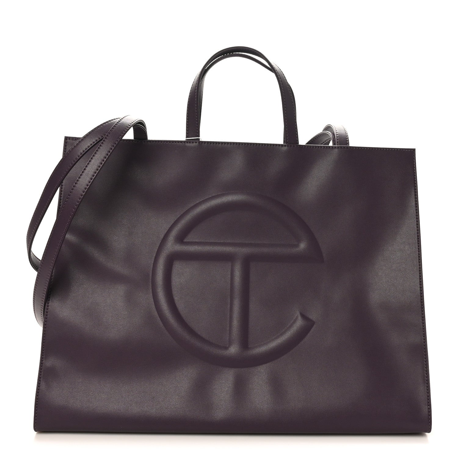 Vegan Leather Large Shopping Bag Eggplant