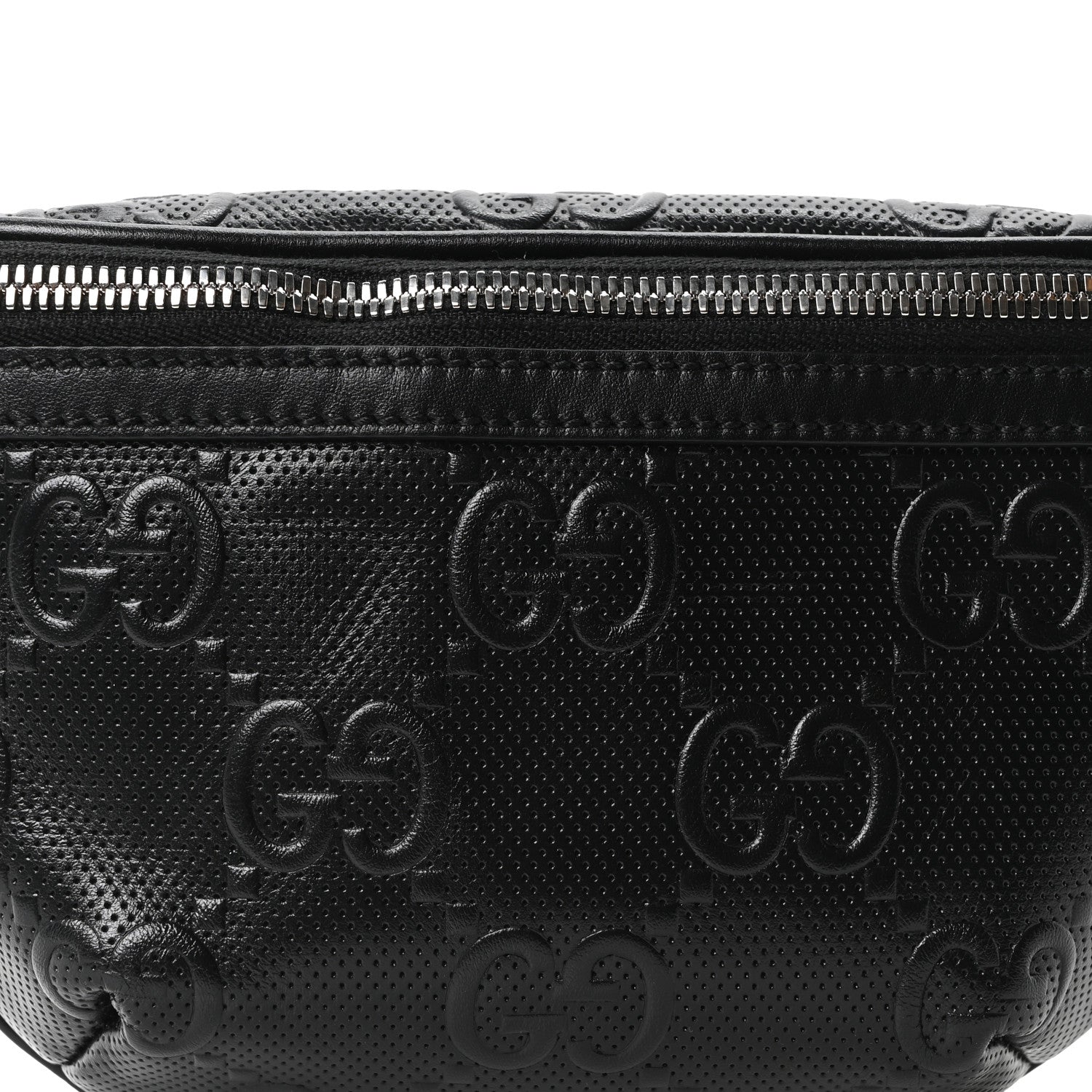 Calfskin GG Tennis Embossed Belt Bag Black