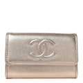 Metallic Caviar Quilted CC Flap  Holder Copper