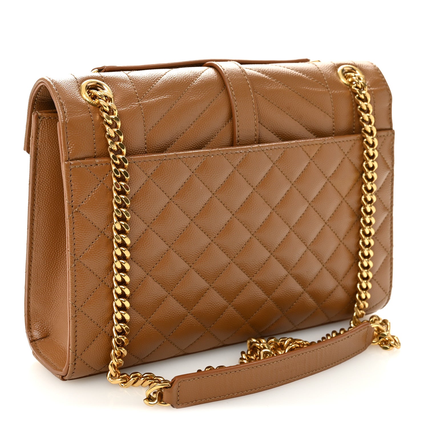 Grain De Poudre Textured Mixed Matelasse Medium Triquilt Monogram Satchel Dark Cork