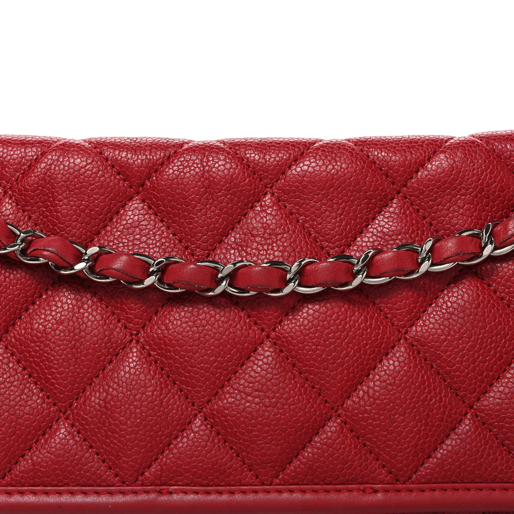Caviar Quilted Medium French Riviera Flap Red