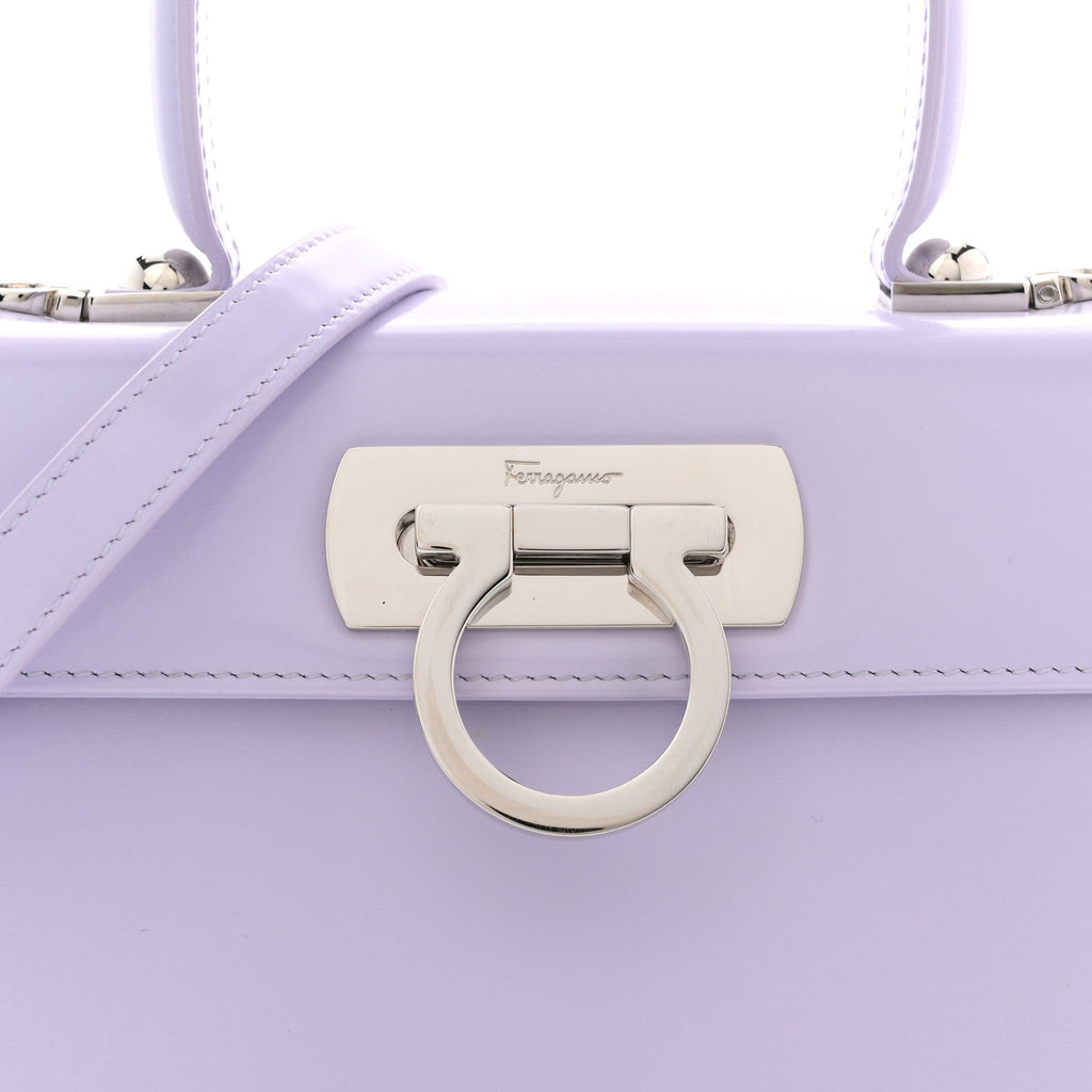 Brushed Off Calfskin Mini Iconic Top Handle Bag New Lavender