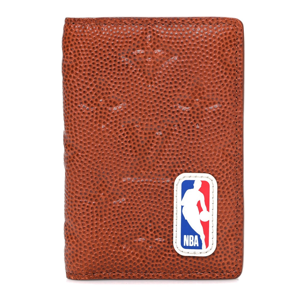 X NBA Grained Calfskin Monogram Pocket Organizer Brick Orange