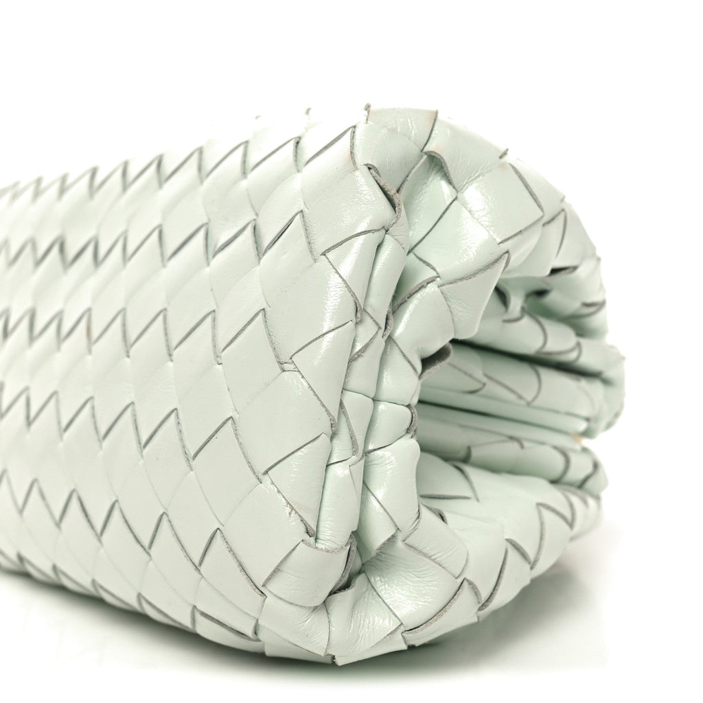 Patent Calfskin Intrecciato Teen Pouch Glacier