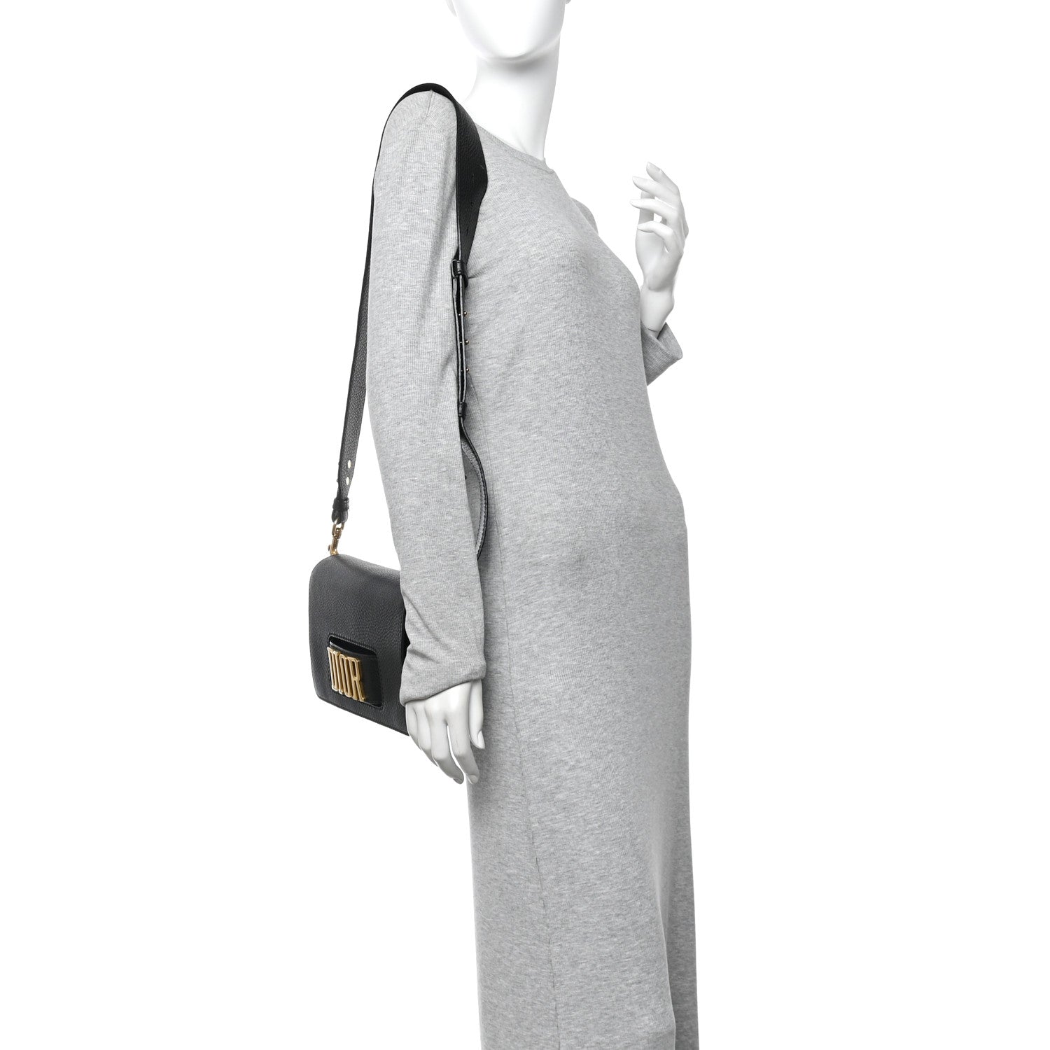 Grained Calfskin Dio(r)evolution Flap Bag Black