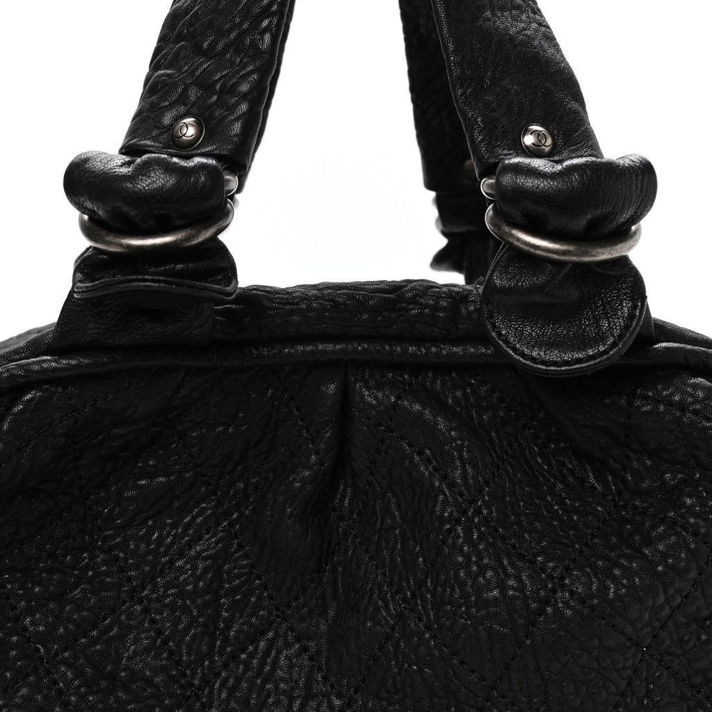 Distressed Lambskin Le Marais Bowler Black