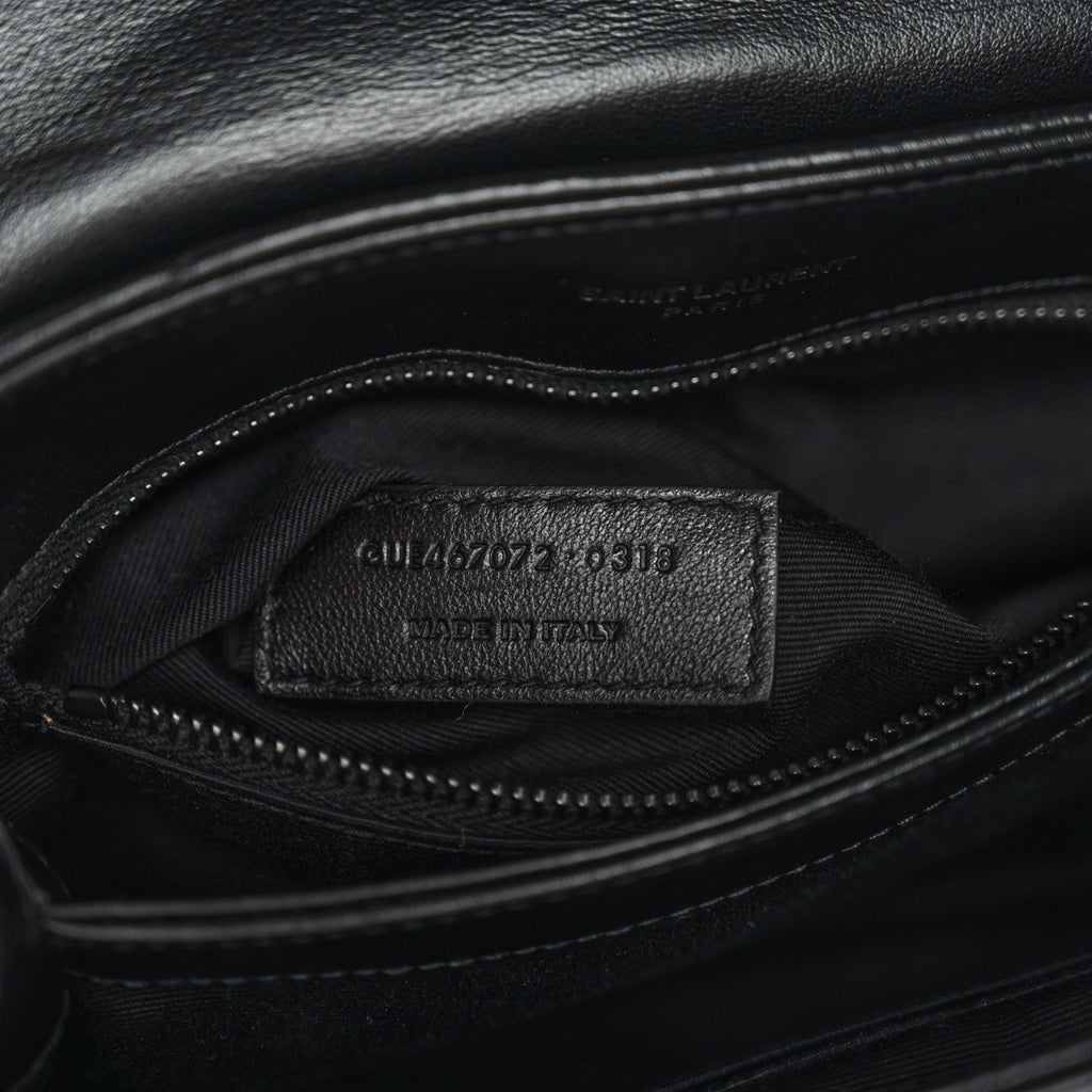 Calfskin Y Quilted Monogram Monochrome Toy Loulou Crossbody Bag Black
