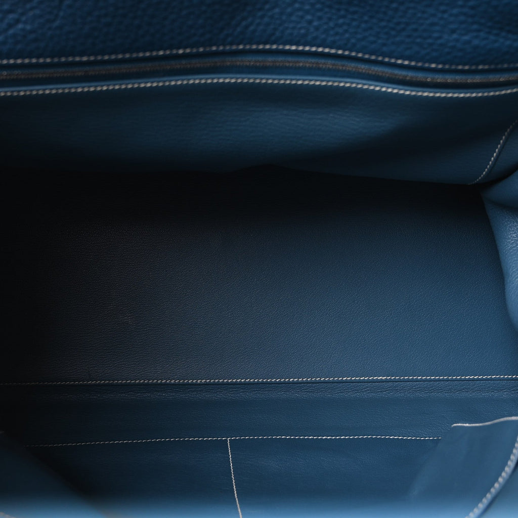 Taurillon Clemence Voyage Kelly 50  Bleu Agate