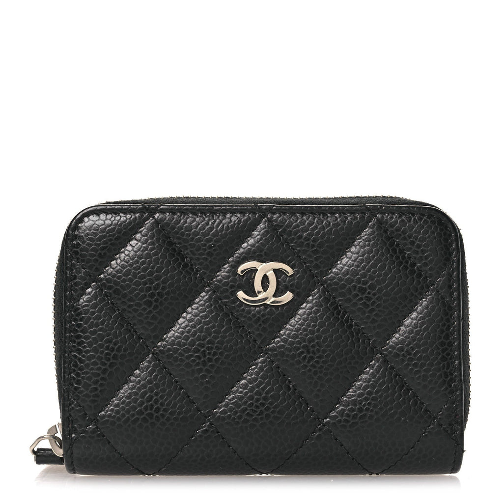 Caviar Quilted Zip Coin Purse Black