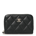 Caviar Quilted Zip Coin Purse Black