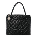 Caviar Quilted Medallion Tote Black