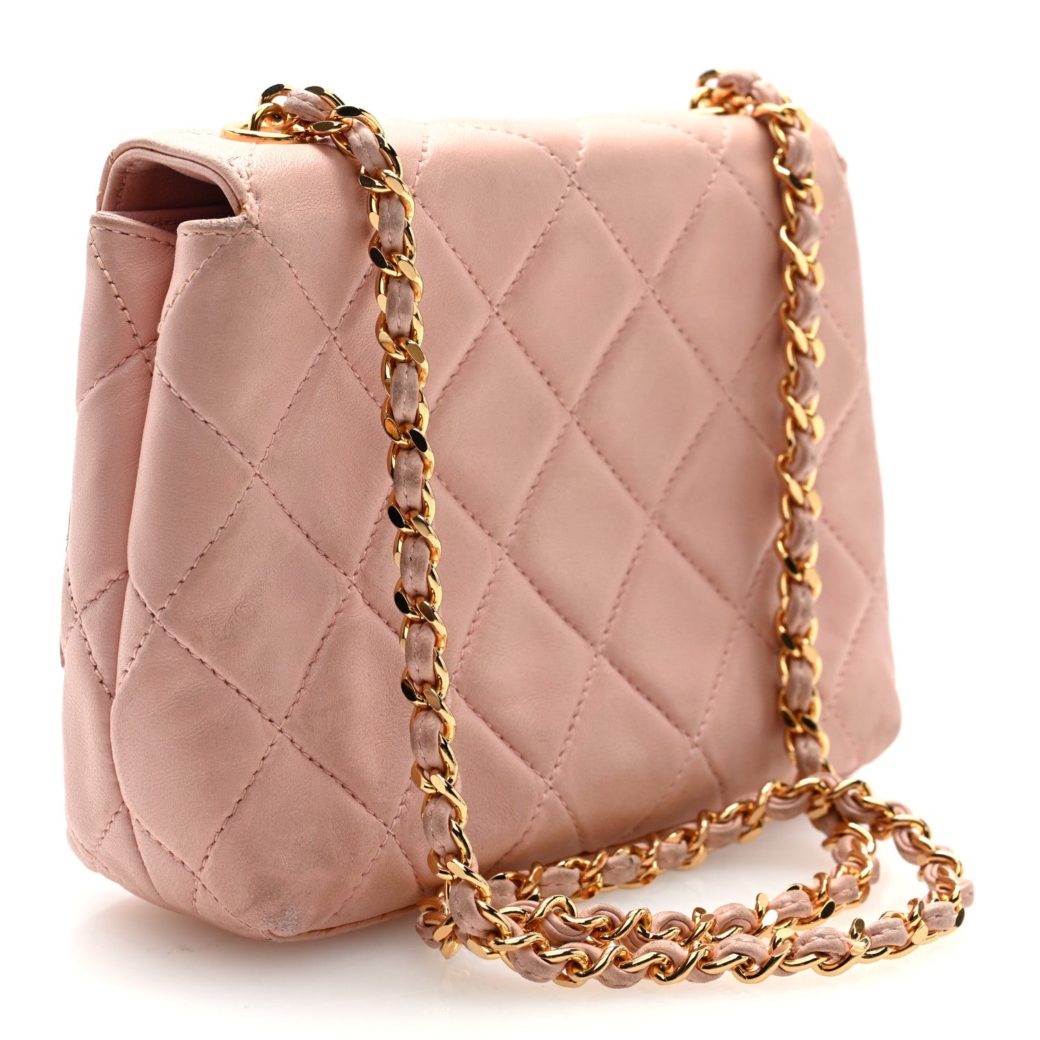 Lambskin Camellia Mini Flap Pink