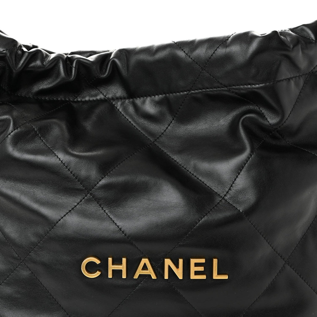 Shiny Calfskin Quilted Small Chanel 22 Black