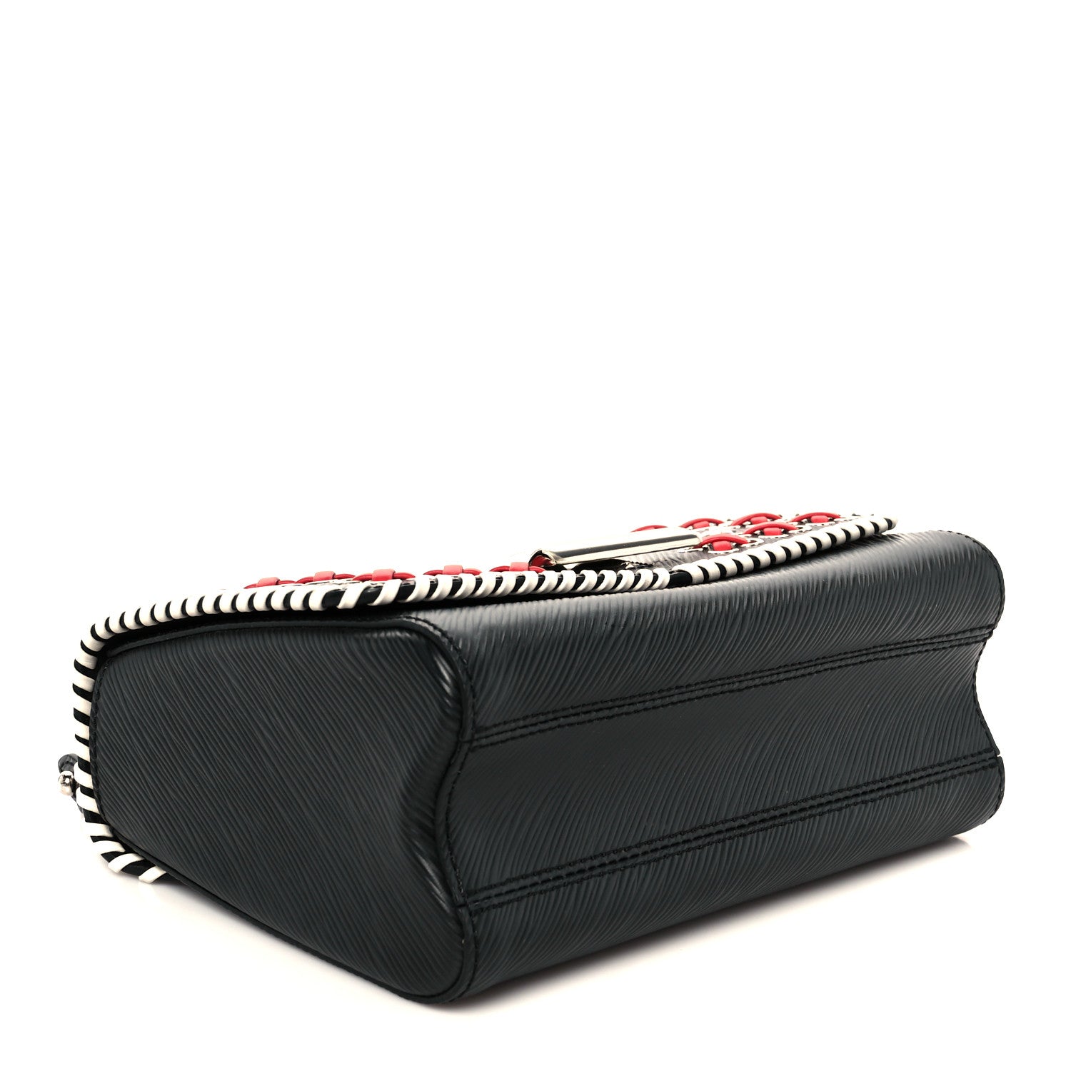 Epi Embroidered Twist Shoulder Bag MM  Black