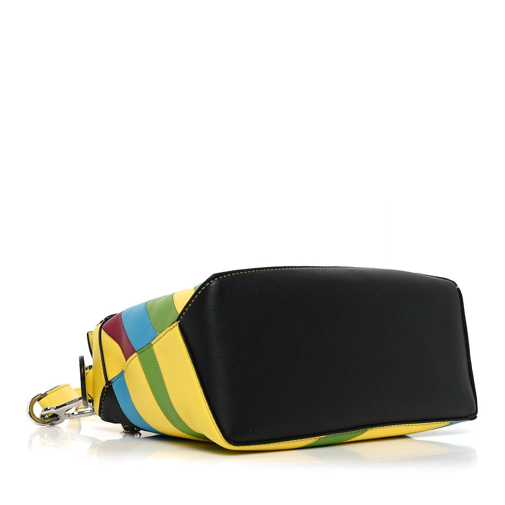 Calfskin Stripe Small Puzzle Edge Bag Multicolor