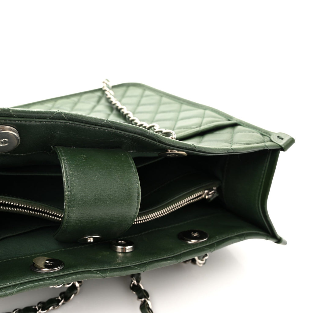 Aged Calfskin Quilted Large Working Vibe Camera Case Khaki