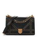 Lambskin Studded Medium Diorama Flap Bag Black