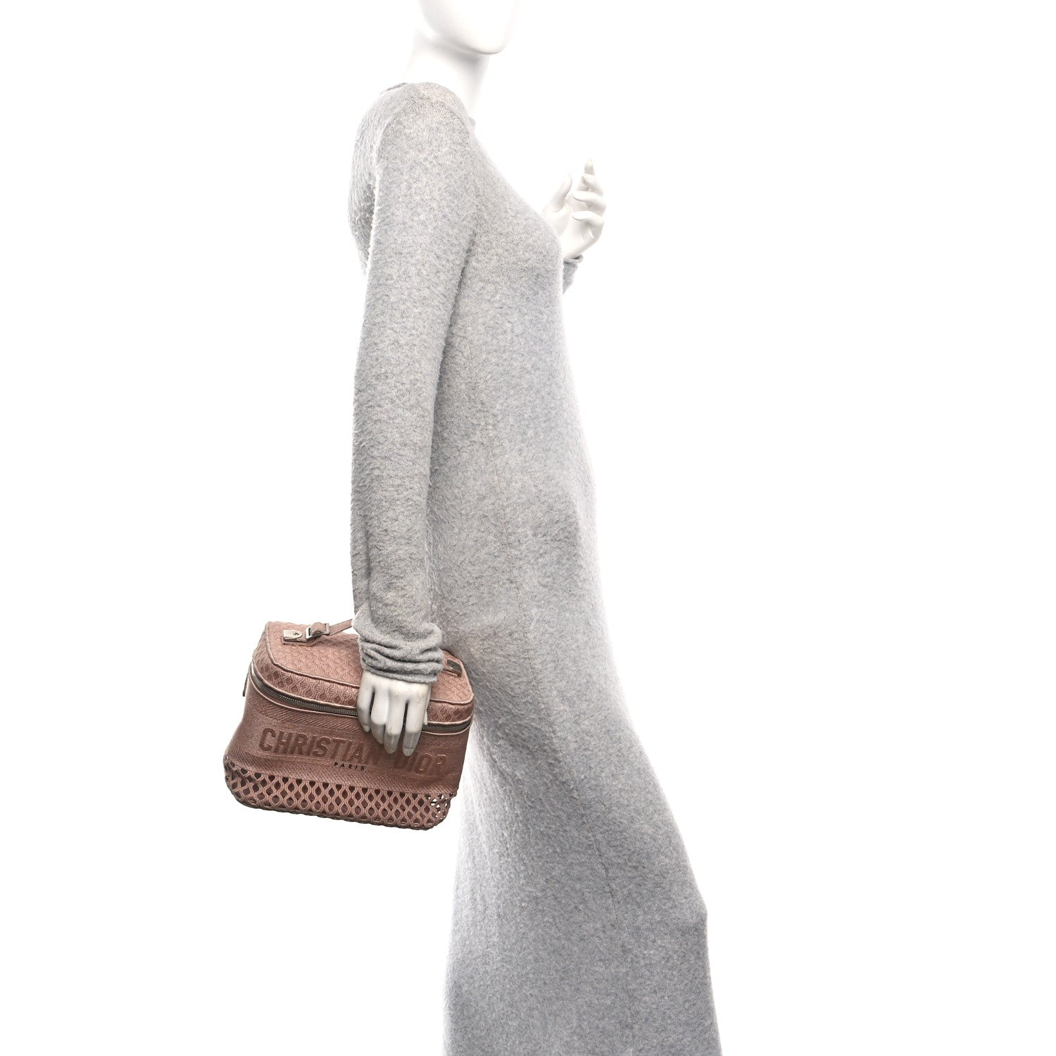 Mesh Embroidered Diortravel Vanity Case Clay