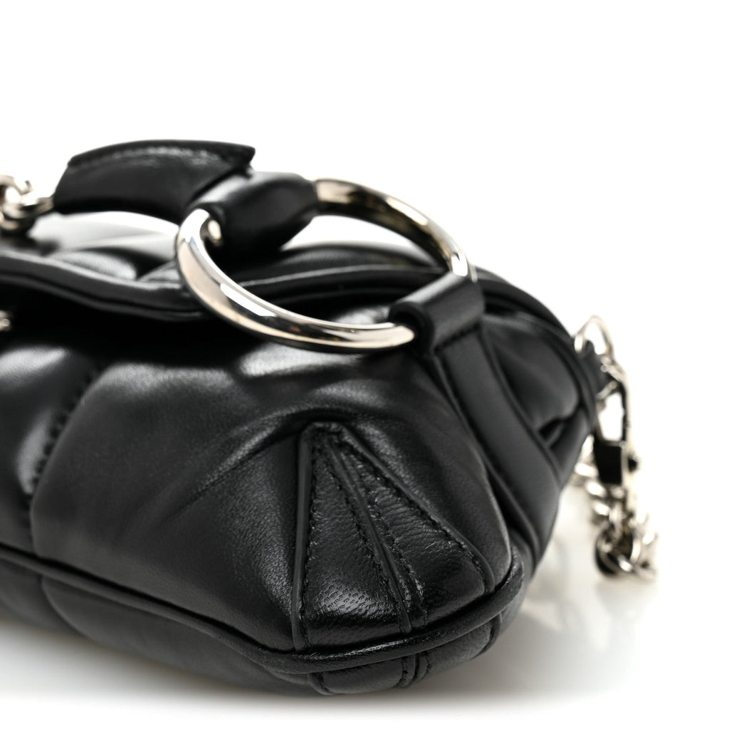 Nappa Vertical Matelasse Small Maxi Horsebit Chain Shoulder Bag Black
