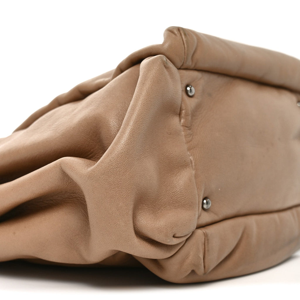 Lambskin Lax Accordion Hobo Beige