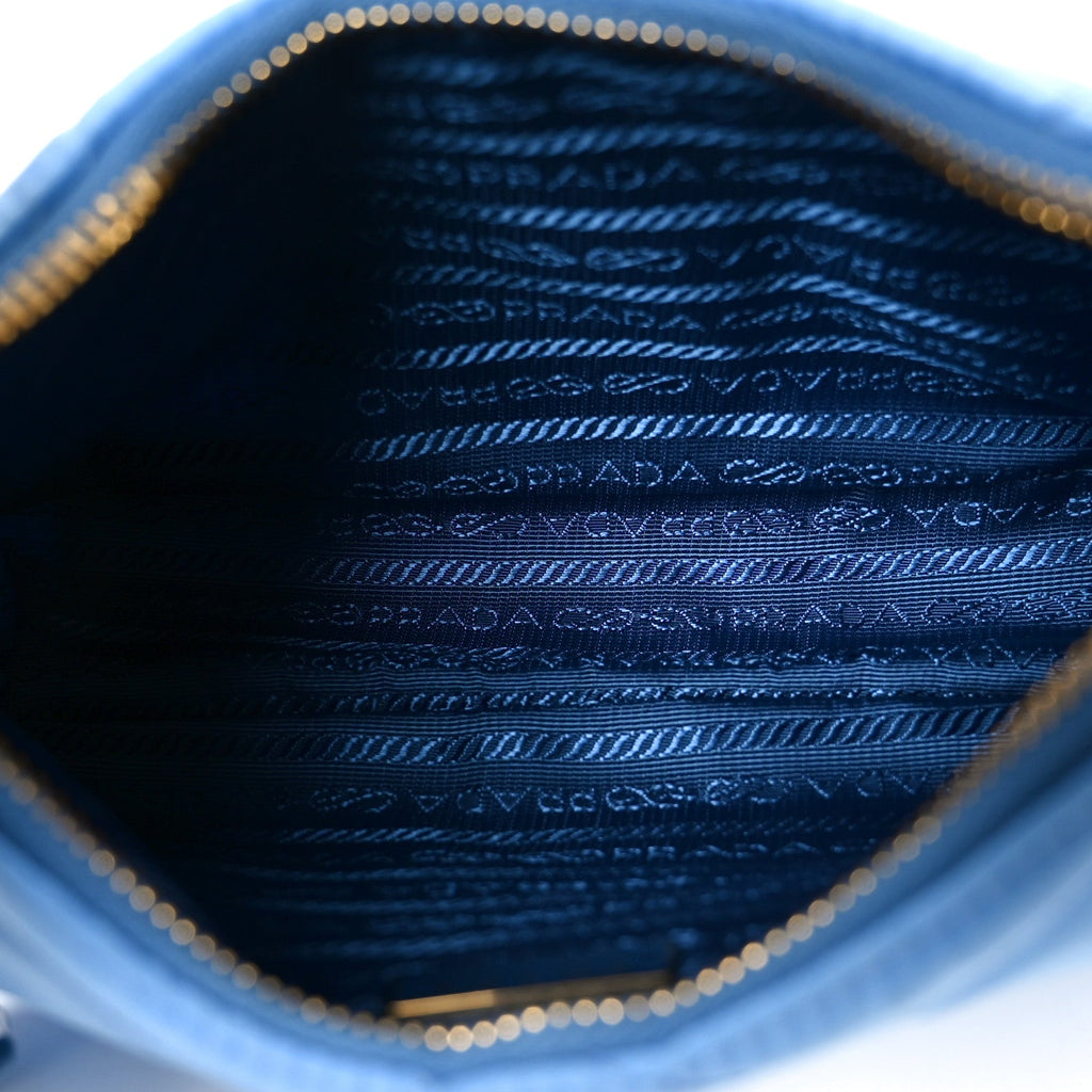 Re-Nylon Saffiano Stitched Mini Re-Edition 1995 Chaine Shoulder Bag Blue